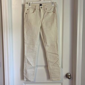 GAP Denim True Skinny Ankle Jeans White Blue Pinstripes size 26